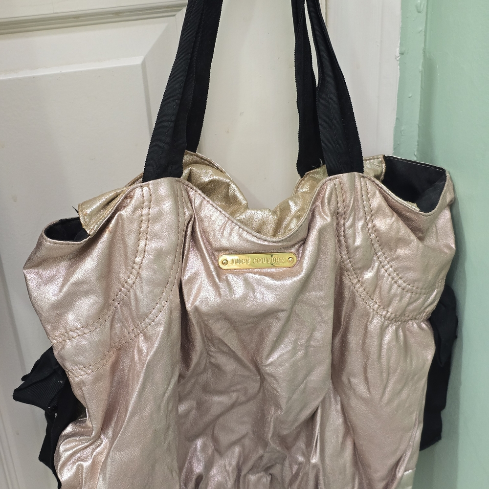Y2K Juicy Couture Gold and Black Women's Bag